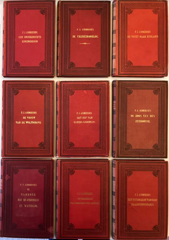 9 in rood linnen gebonden bandjes van P.J. Andriessen